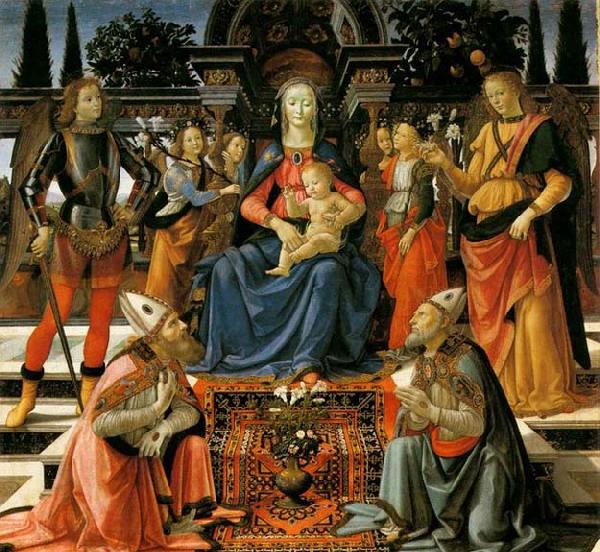 GHIRLANDAIO, Domenico Madonna and Child Enthroned with Saints Sweden oil painting art